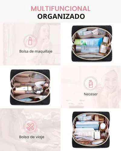Miniatura 7 de BAGSMART Pequeña bolsa de maquillaje, bolsa de cosméticos de viaje, bolsa de maquillaje pequeña con cremallera, bolsa de aseo resistente al agua
