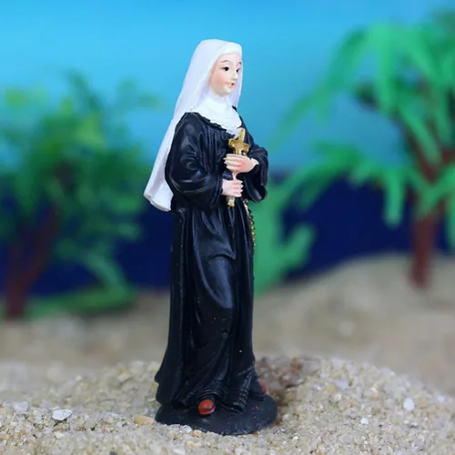 Miniatura 3 de Garneck Estatua de monja Virgen Figuras católicas Estatua de oración Mini escultura católica Figuras Virgen Desltop Escultura Escritorio Rosario