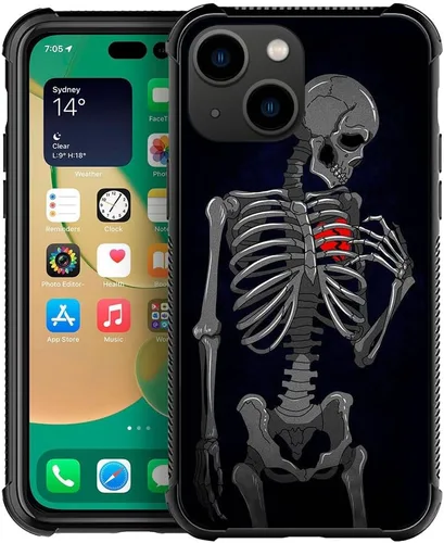 Miniatura 52 de ZHEGAILIAN Funda compatible con iPhone 14, funda de munición AK 47, parte trasera de vidrio templado+funda protectora de TPU de silicona suave