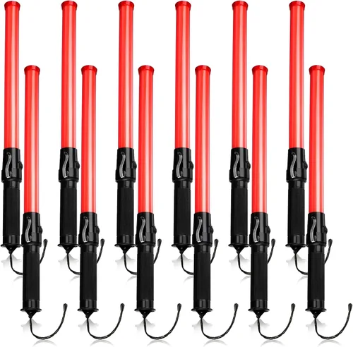 Varita de tráfico de señal, 12 unidades, varita de control de tráfico de seguridad, bastón iluminado multifuncional con LED con 2 modos de parpadeo,