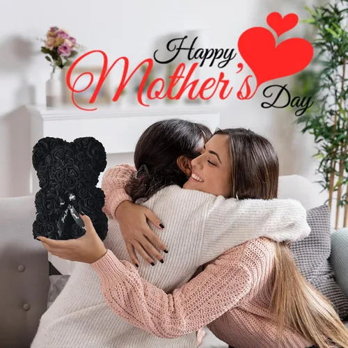 Miniatura 6 de U UQUI - Oso de peluche de rosas de Navidad, regalo para el Día de San Valentín, para esposa, novia, oso de peluche artificial en caja con tira
