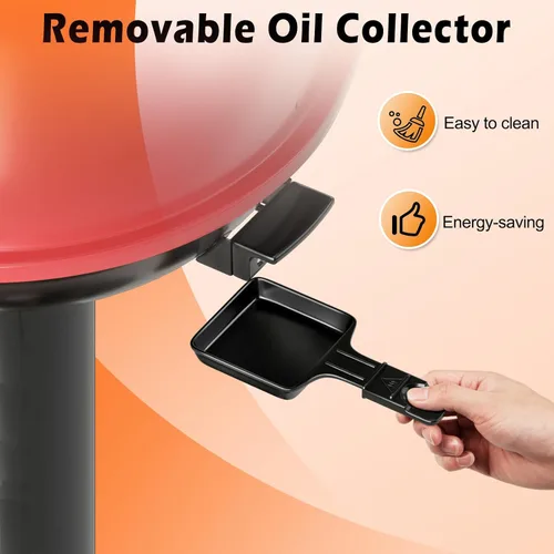 Miniatura 5 de ARLIME Parrilla eléctrica al aire libre de 1600 W, parrilla de barbacoa con estante de calentamiento para 15 porciones, temperatura ajustable, Rojo