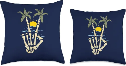 Miniatura 3 de High Tide Threads Peace Beach - Almohada tropical de verano con palmeras oceánicas, 16 x 16 pulgadas, multicolor