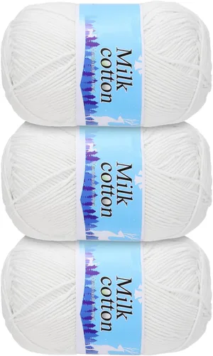 Miniatura 23 de Hilo de algodón, 60 % algodón y 40 % fibras acrílicas, hilo suave para tejer a mano, para manualidades, manualidades, proyectos de tejer, decoración