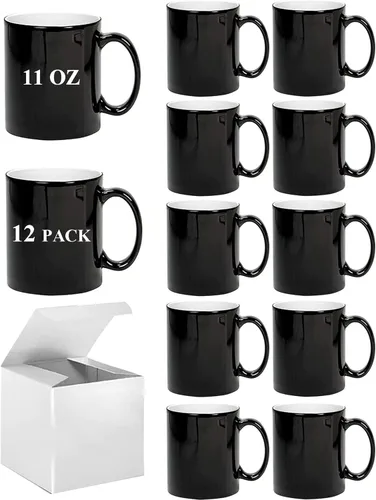 Miniatura 8 de ABBSH Tazas de cerámica para sublimación, 11 onzas, paquete de 12 unidades, varios colores, aptas para microondas, aptas para lavavajillas
