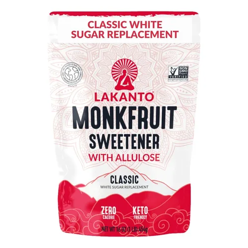 Miniatura 11 de Lakanto Edulcorante clásico de fruta de monje con alulosa, sustituto del azúcar blanco del extracto de fruta de monje para hornear, café y té, sin