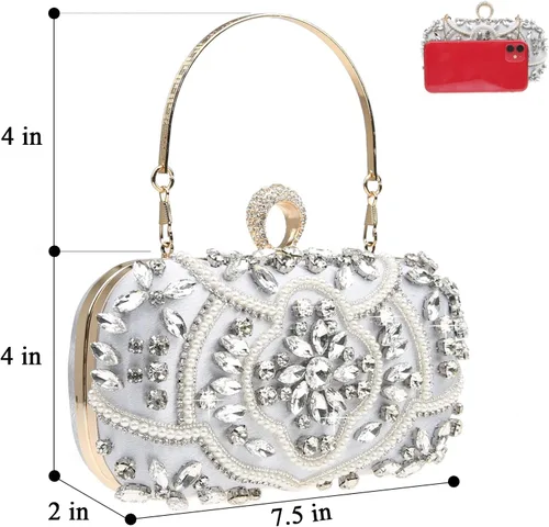 Miniatura 2 de Womens Sparkly Rhinestone Crystal Clutch Bag Glitter Sequin Bridal Purse Evening Handbag for Wedding Party Prom