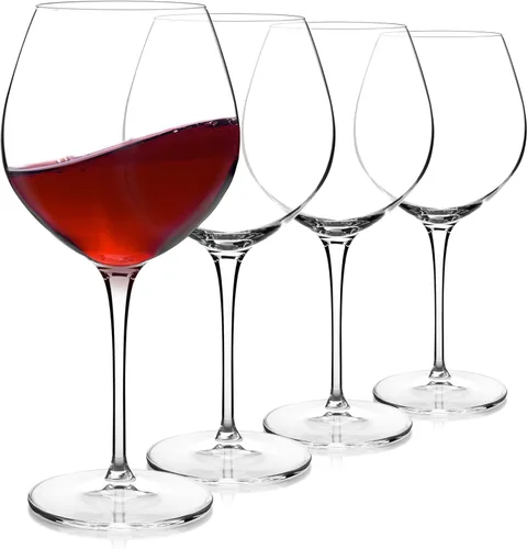 Luigi Bormioli Crescendo Bourgogne - Juego de 4 copas de vino tinto de 22.25 onzas con forma de cuenco curvado para tintos de cuerpo completo,