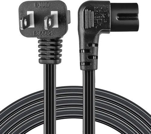 Miniatura 3 de Cable de alimentación de enchufe polarizado de 2 ranuras en ángulo SPT2 18 AWG - NEMA 1-15P a IEC320 C7 Figura 8 Conector de escopeta, cable