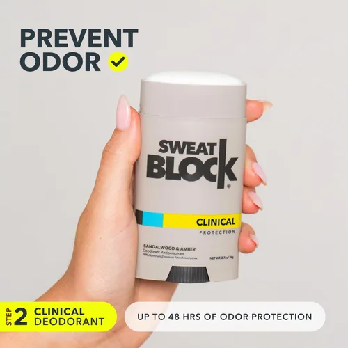 Miniatura 4 de SweatBlock Sistema antitranspirante y desodorante de máxima resistencia clínica para hombres y mujeres, ayuda para la hiperhidrosis