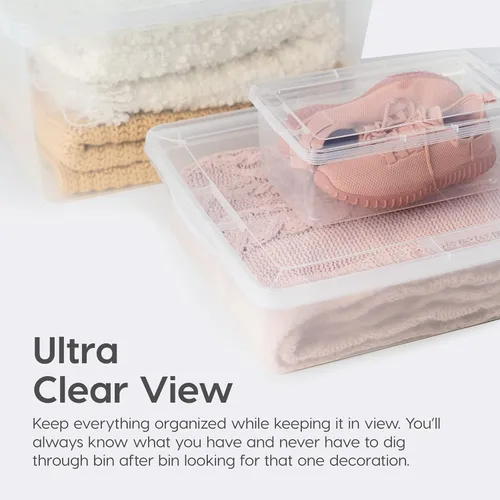 Miniatura 6 de IRIS USA Paquete de 12 contenedores de almacenamiento con tapas, 6 cuartos de galón, transparentes como el cristal, cajas de zapatos, contenedores