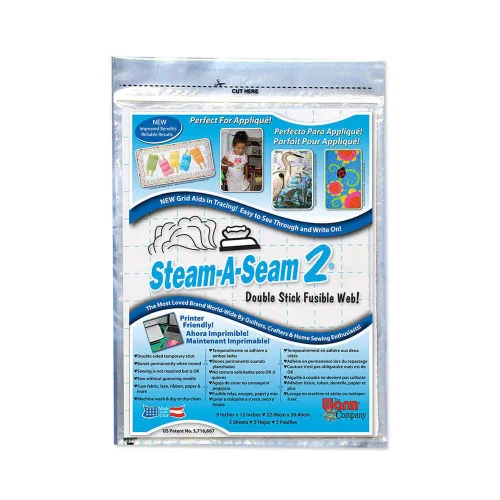 The Warm Company - Steam-A-Seam 2 - Paquetes de hojas de tela fusible, adhesivo de doble adhesivo para acolchado, costura y apliques