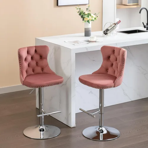 Miniatura 20 de Sillas para Barra de Cocina, Bancos para Barra de Cocina, juego de 2 sillas giratorias de bar de cocina con respaldo, para el hogar pub e isla Negro