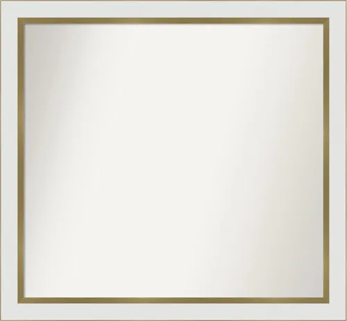 Miniatura 241 de Amanti Art Espejo de baño blanco para sobre el fregadero, 30 x 35 pulgadas, espejo de tocador rectangular estrecho de Eva de oro blanco, marco