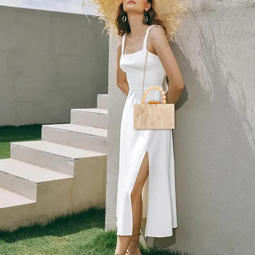Miniatura 6 de Monederos acrílicos de noche, bolso de mano de mármol para mujer, bolso cruzado con cadena de perlas, formal, boda, fiesta de graduación