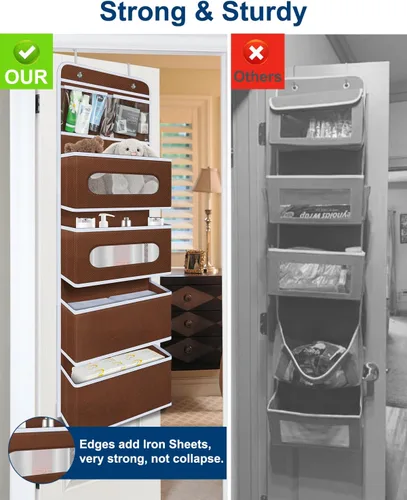 Miniatura 5 de Organizador para colocar sobre la puerta con 2 pequeños de PVC y 4 bolsillos grandes detrás de la puerta, organizador de almacenamiento