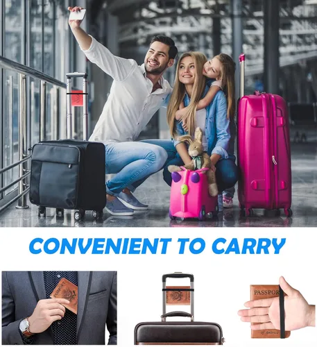 Miniatura 9 de Funda para pasaporte, cartera, artículos esenciales de viaje, de cuero, estuche con bloqueo RFID, equipaje de vacaciones, artículos imprescindibles