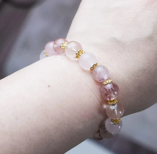 Miniatura 146 de Precious Gemstone Natural Crystal Healing Bracelet, Rutilated Quartz, Moonstone, Quartz Handmade Original Design Bracelet