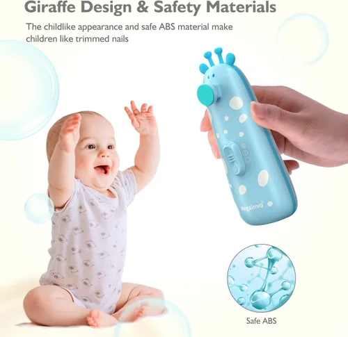 Miniatura 5 de Lima de uñas eléctrica, fácil y segura para recién nacido, cortaúñas para bebés y niños pequeños, cortaúñas silenciosas con luz nocturna, 10