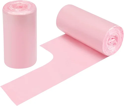 Bolsas de basura portátiles de 2 a 4 galones, 60 bolsas de basura pequeñas gruesas para oficina, cocina, dormitorio, bolsas de basura fuertes (rosa)