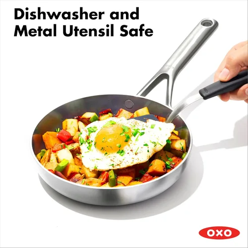Miniatura 6 de OXO Mira de acero inoxidable de tres capas, sartén de 20 cm, apta para inducción, multicapa, apta para lavavajillas y utensilios de metal