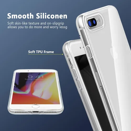Miniatura 5 de FanTEK Compatible con iPhone 7 Plus, iPhone 8 Plus de 5.5 pulgadas, fundas de teléfono TPU de cristal transparente suave