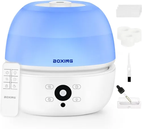 BOXING - Humidificadores de llenado superior para dormitorio para bebé con control remoto fácil, humidificador de aire de niebla fría de 20dB Luz de