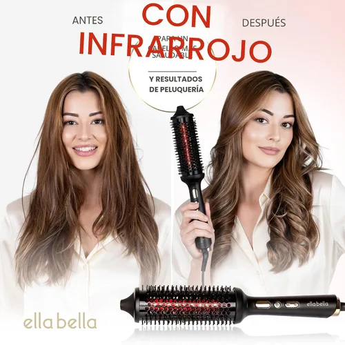 Miniatura 2 de ELLA BELLA® - Cepillo térmico redondo térmico con infrarrojo • Cabello seco solo • Cepillo de pelo caliente de iones negativos • Volumizador