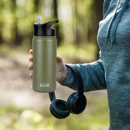 Miniatura 6 de HASLE OUTFITTERS Botella de agua aislada de 16 onzas para niños, botella de agua de acero inoxidable de doble pared al vacío, a prueba de fugas