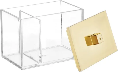 Miniatura 7 de mDesign Organizador Moderno Cuadrado para Encimera de Tocador de Baño, Recipiente Tarro de Almacenamiento para Hisopos de Algodón, Discos, Bolas