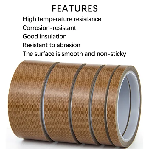 Miniatura 5 de Hoerev 5 milx1/2 x 33 yardas, cinta adhesiva de PTFE recubierta de tela de vidrio para superficie antiadherente, impresión 3D, máquinas de sellado