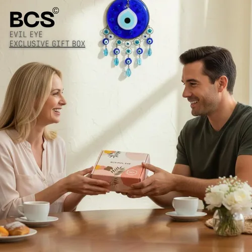 Miniatura 5 de BCS Decoración azul contra el mal de ojo para colgar en la pared, 4 pulgadas, cristal hecho a mano, amuleto turco de nazar de buena suerte y amuleto