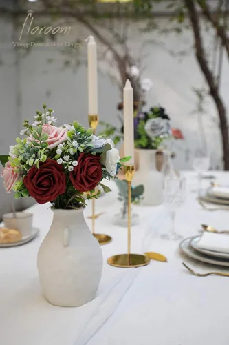 Miniatura 3 de Floroom Flores Artificiales 50 piezas Rosas Falsas de Espuma Burdeos de Aspecto Real con Tallos para Ramos de Boda DIY Centros de Mesa Rojos