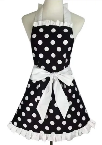 Delantales de cocina para mujer, retro, vintage, niña, lunares, cocina, pinafore Navidad, delantal, vestido, punto blanco
