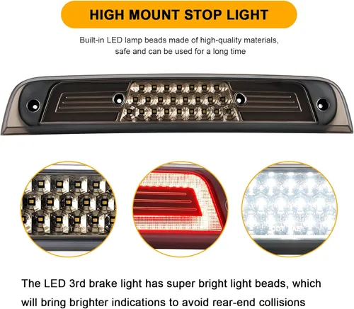 Miniatura 2 de Tercera luz de freno LED para Ram 1500 2019 2020 2021 2022 2023 2024 (no compatible con TRX/cámara/Classic), lámpara trasera central de alto montaje