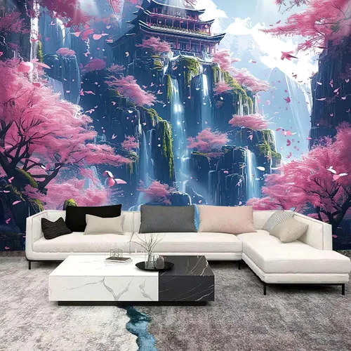 Miniatura 6 de FENDROM Tapiz de hojas de loto de naturaleza, tapiz de plantas, paisaje natural verde, para colgar en la pared, arte de pared 3D para dormitorio