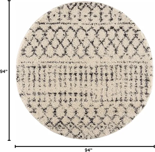 Miniatura 129 de Hauteloom, Duncans - Alfombra de estilo granja de pelo mullido para sala y dormitorio, con borlas - Beige, carbón, gris - 2 pies 7 pulgadas x 7 pies