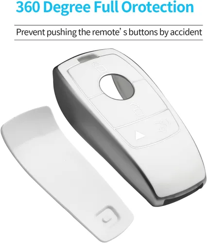 Miniatura 3 de Tukellen para Mercedes Benz Funda para llavero, Protector de carcasa de TPU suave especial compatible con 2017-2021 Clase E 2018-2021 Clase S Blanco
