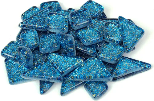 Miniatura 5 de Milltown Merchants™ Azulejos de mosaico con purpurina azul sirena, azulejos de mosaico aguamarina a granel, surtido de azulejos brillantes de 1 Azul
