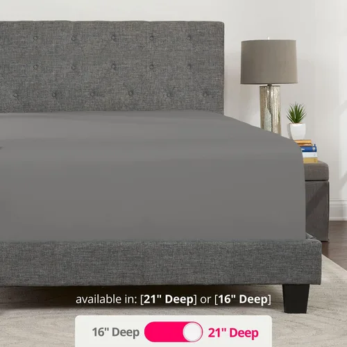 Miniatura 3 de Sábana Bajera Queen de Bolsillo Profundo – 17" - 21" Pulgadas + Sábana Bajera de Bolsillo Extra Profundo Solamente - 1 Sábana de Cama Ajustable