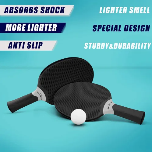 Miniatura 3 de Set de raquetas de tenis de mesa Senston, raqueta de tenis de mesa profesional con 3 bolas, juego de paletas de ping pong de goma compuesta Negro