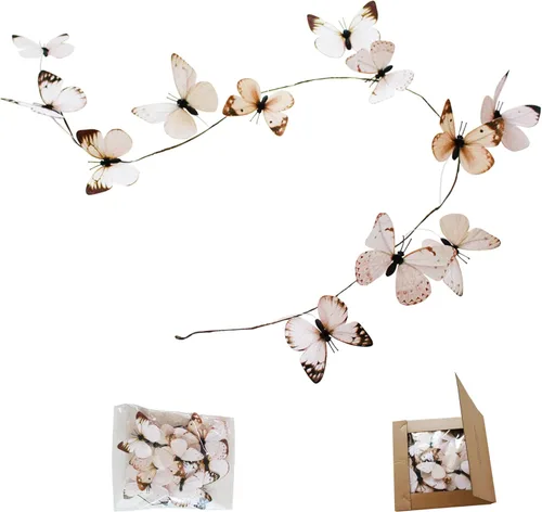 Miniatura 13 de Guirnalda de mariposa artificial, enredaderas decorativas de mariposa falsas, decoración colgante de mariposa única en 3D para pared del hogar, Rosa