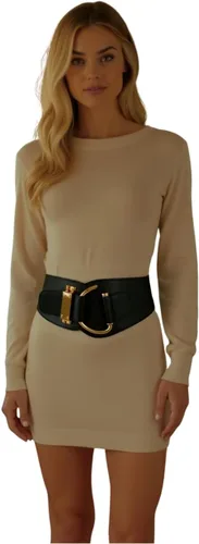 Miniatura 6 de TFJ - Cinturón ancho de moda para mujer, cintura alta, hebilla de gancho de metal dorado, talla XS, S, M, L, XL
