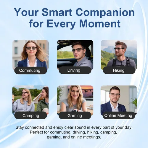 Miniatura 7 de Lentes inteligentes AI para hombres y mujeres con traducción y Bluetooth 6.0, compatibles con más de 160 idiomas lentes fotocrómicas, gafas