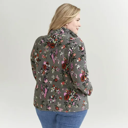 Miniatura 8 de Vera Bradley Sudadera de forro polar con cuello a presión para mujer con bolsillos (rango de tallas extendidas)