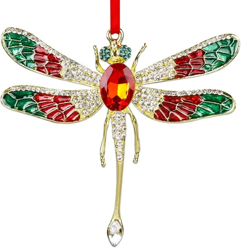 WhatSign Adornos de Navidad de libélula 2025 – Adornos colgantes de metal para decoración de árbol de Navidad, regalos para niños, mujeres y niñas