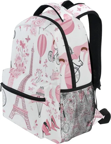 Miniatura 3 de Mochila de San Valentín, París, Torre Eiffel, para adultos, mochila escolar casual, bolsa universitaria de viaje, con cremallera, mochila de color3