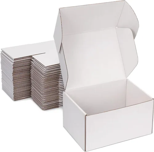 Miniatura 36 de Cajas de envío pequeñas de 9 x 6 x 2 pulgadas (paquete de 25) – Cajas de cartón corrugado blancas resistentes para pequeñas empresas, comercio Blanco