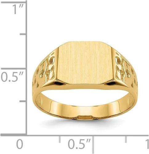 Miniatura 7 de Anillo de sello con monograma grabable de oro amarillo sólido de 14 k para hombre, talla 9, Metal