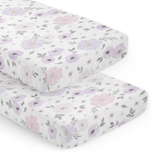 Miniatura 7 de Sweet Jojo Designs Sábanas ajustables para cuna de bebé (morado sólido) para niñas, guardería infantil, habitación de niños pequeños - Tamaño Gris